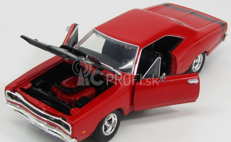 Motor-max Dodge Coronet Coupe 2-dverový Six Pack 1969 - Super Bee 1:24 Červená matná čierna