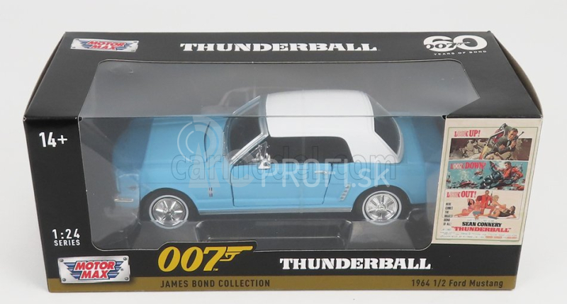 Motor-max Ford usa Mustang Convertible Spider 1967 - 007 James Bond - Thunderball - Operazione Tuono 1:24 Light Blue White