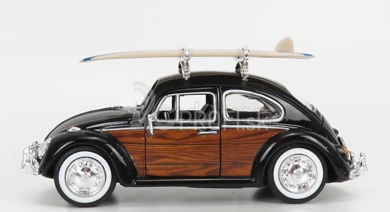 Motor-max Volkswagen Beetle so surfovacím prknom 1968 1:24 Black Wood