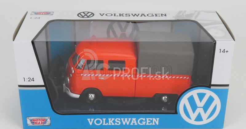 Motor-max Volkswagen T1 Pick-up Double Cabine Spazzaneve - Snehový pluh 1962 1:24 Oranžová