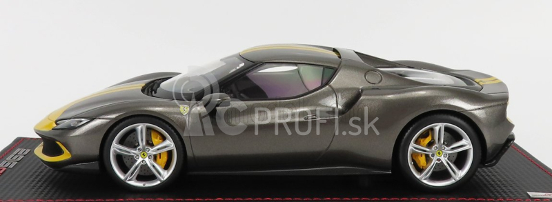 Mr-models Ferrari 296 Gtb Hybrid 830hp V6 Assetto Fiorano 2021 - Con Vetrina - S vitrínou 1:18 sivo žltá