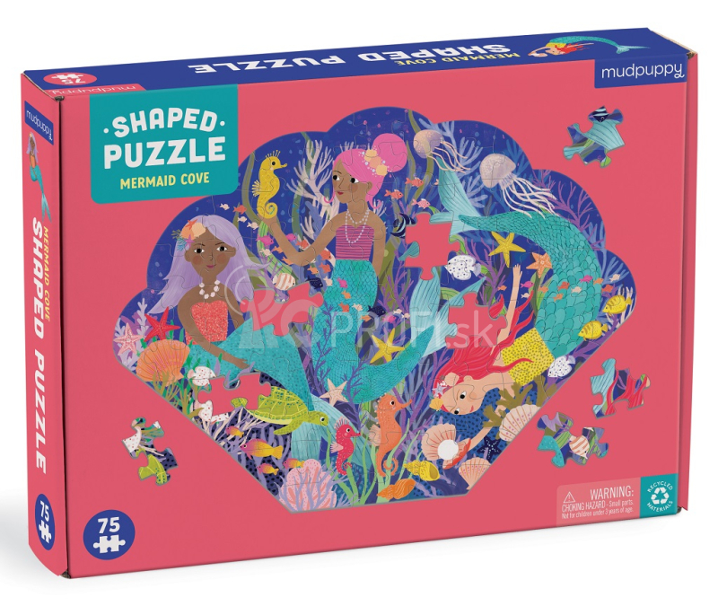 Mudpuppy Bay of Mermaids - puzzle v tvare mušle 75 dielikov