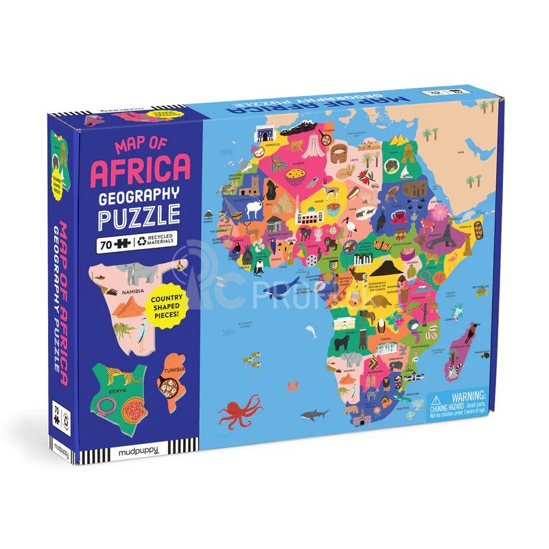 Mudpuppy Geografické puzzle Mapa Afriky 70 dielikov