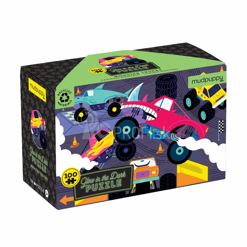 Mudpuppy Puzzle Monster Trucks - svietiace v tme 100 dielikov