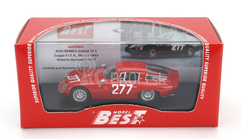 Najlepší model Alfa romeo Giulia Tz Coupe N 277 Coppa F.i.s.a. Monza 1963 Roberto Bussinello 1:43 Red