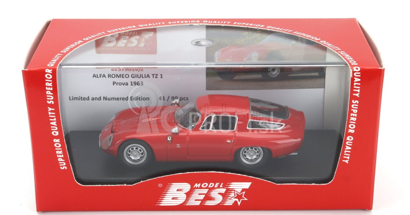 Najlepší model Alfa romeo Giulia Tz Coupe Prova 1963 1:43 Red