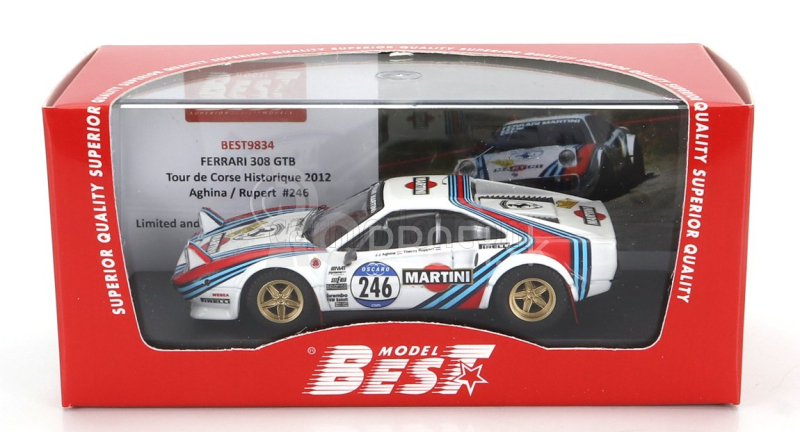 Najlepší model Ferrari 308 Gtb N 246 Rally Tour De Corse Historique 2012 J.j.aghina - J.rupert 1:43 White Blue Red