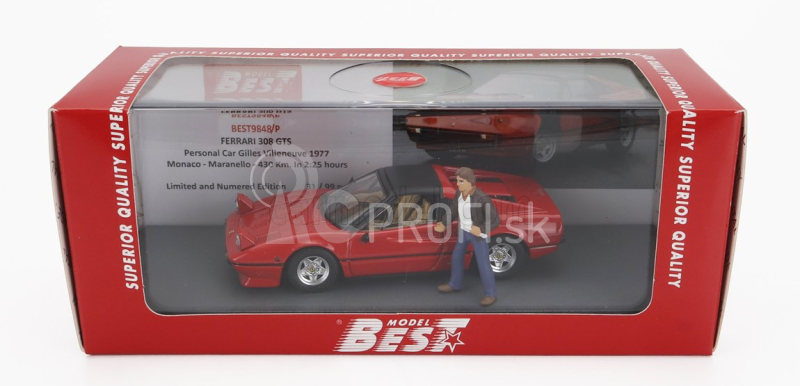 Najlepší model Ferrari 308 Gts 1977 - Osobné auto Gillesa Villeneuva s obrázkom 1:43 Red