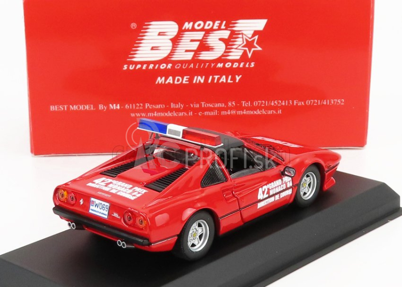 Najlepší model Ferrari 308 Gts Oficiálne bezpečnostné auto F1 Monaco Gp 1984 1:43 Červená