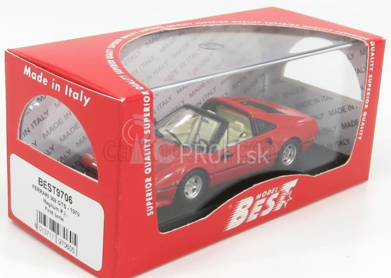 Najlepší model Ferrari 308 Gts Spider - Osobné auto Tom Sellek Magnum P.i. - Prima Serie 1979 1:43 Červená