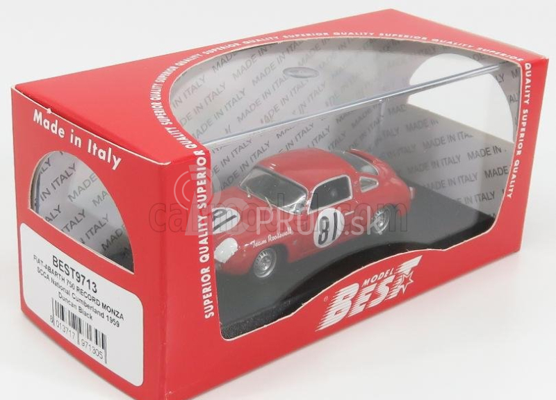 Najlepší model Fiat Abarth 750 N 81 Record Monza Scca National Cumberland 1959 Duncan 1:43 Red