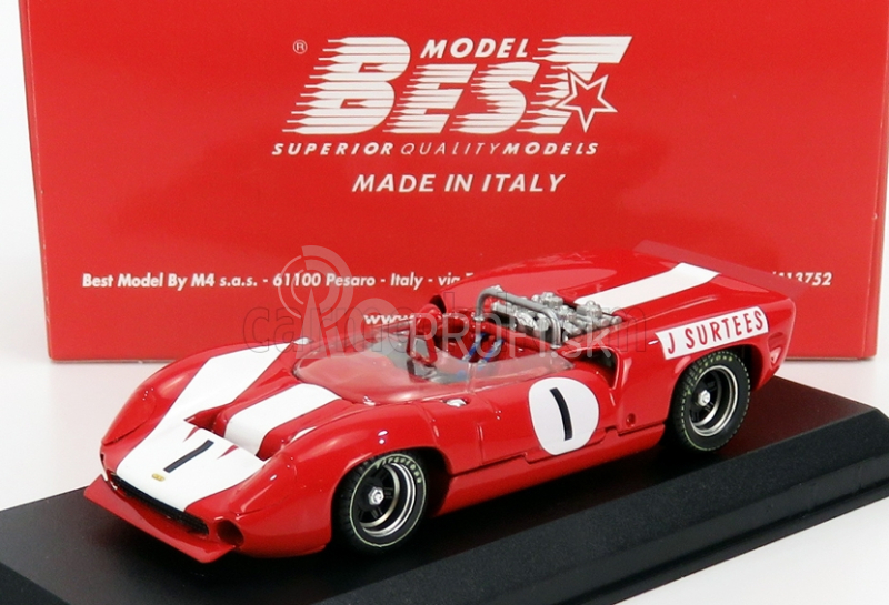 Najlepší model Lola T70 Mkii Spider N 1 Winner Brands Hatch Guard Trophy 1966 J.surtees 1:43 červená biela