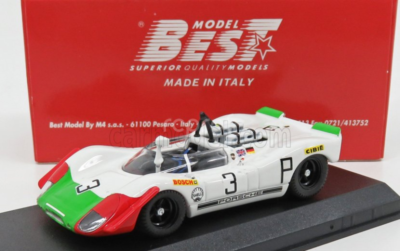 Najlepší model Porsche 908/02 N 3 3. 1000km Nurburgring 1969 Elford - Ahre 1:43 Biela Zelená Červená