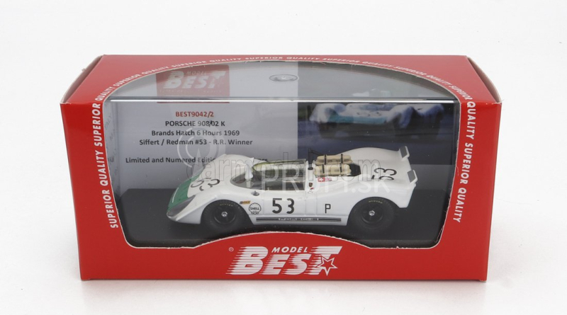 Najlepší model Porsche 908/2 Spider N 53 Winner 6h Brands Hatch 1969 J.siffert - B.redman 1:43 Bielo-zelená