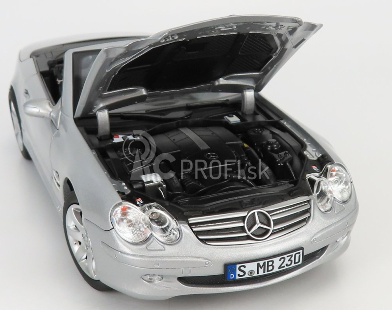 Norev Mercedes Benz Sl-class Sl500 (r230) Cabriolet 2003 1:18 Strieborný