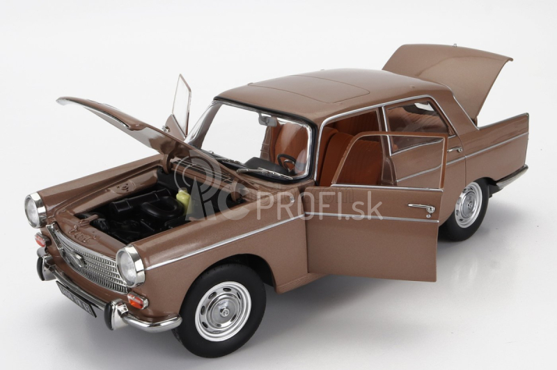 Norev Peugeot 404 s karavanom Roulotte Henon 1965 1:18 Brown Met