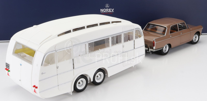 Norev Peugeot 404 s karavanom Roulotte Henon 1965 1:18 Brown Met