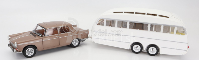 Norev Peugeot 404 s karavanom Roulotte Henon 1965 1:18 Brown Met