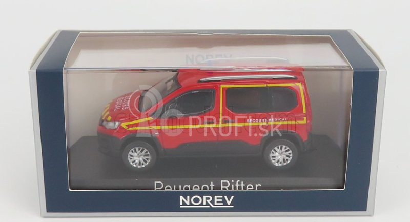 Norev Peugeot Rifter Pompiers Secours Medical 2019 1:43 Červeno-žltá