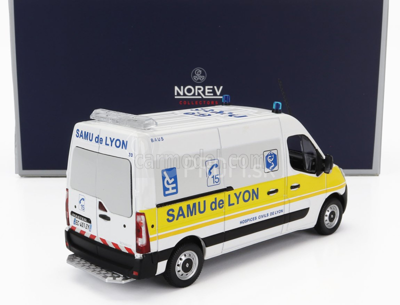 Norev Renault Master Van Samu De Lyon Ambulance 2014 1:43 Bielo-žltá