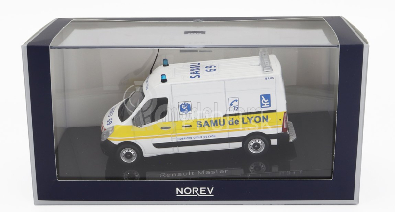 Norev Renault Master Van Samu De Lyon Ambulance 2014 1:43 Bielo-žltá