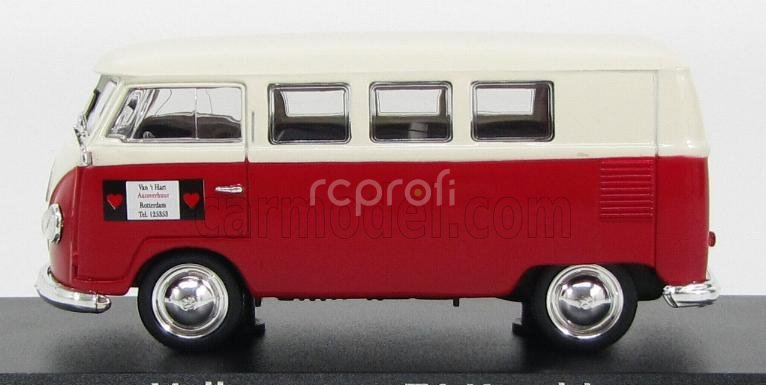 Norev Volkswagen T1 Minibus Autoverhuur Rotterdam 1958 1:43 Červená biela