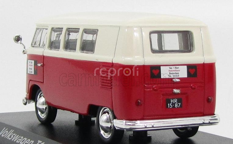 Norev Volkswagen T1 Minibus Autoverhuur Rotterdam 1958 1:43 Červená biela