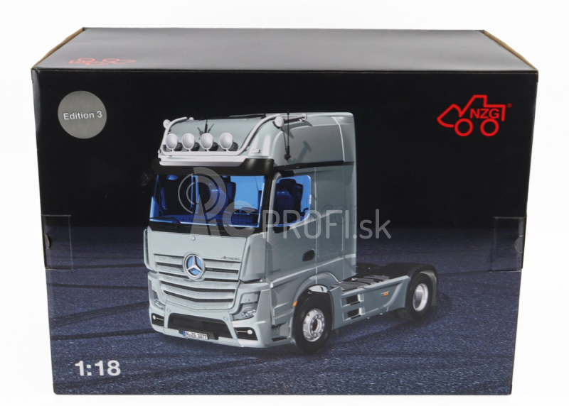 Nzg Mercedes Benz Actros 2 1863 Gigaspace 4x2 zrkadlová kamera ťahač 2-assi Edition 3 2020 1:18 sivá