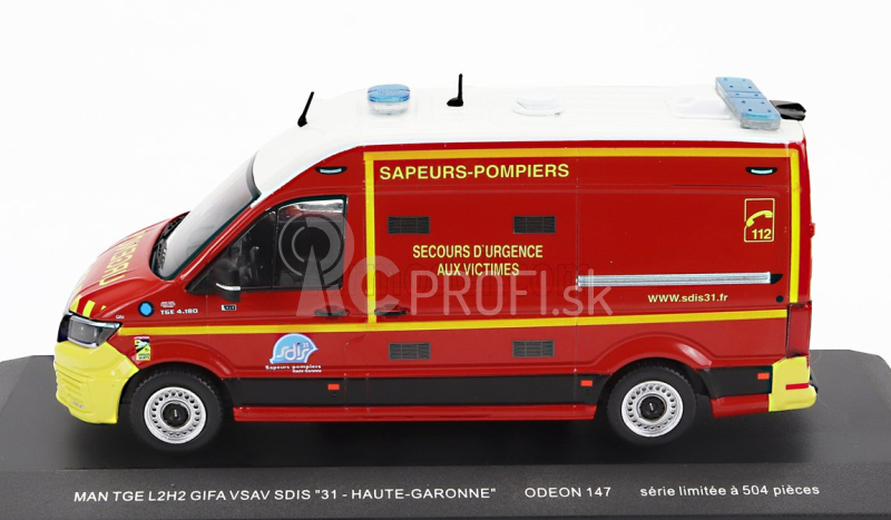 Odeon MAN Tge L2h2 Gifa Vsav Sdis 31 Haute-garonne Vehicule De Secours Et D'assistance Aux Victimes Sapeurs Pompiers 2020 1:43 Červená Biela Žltá