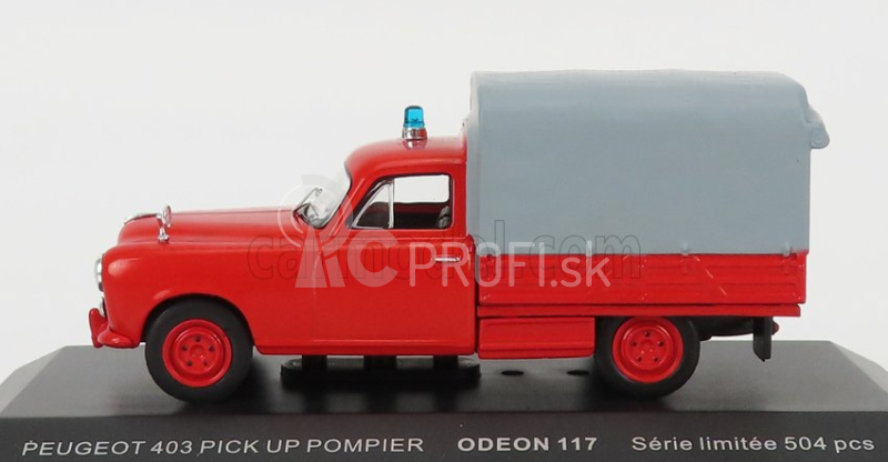 Odeon Peugeot 403 Pick-up Uzavretý Sapeurs Pompiers 1967 1:43 Červená sivá