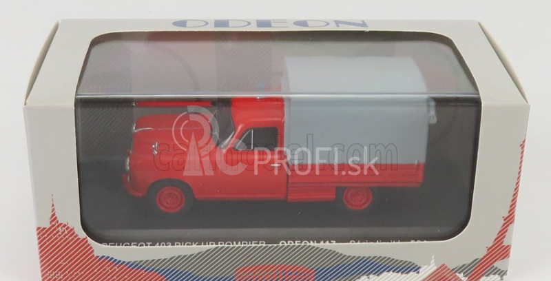 Odeon Peugeot 403 Pick-up Uzavretý Sapeurs Pompiers 1967 1:43 Červená sivá