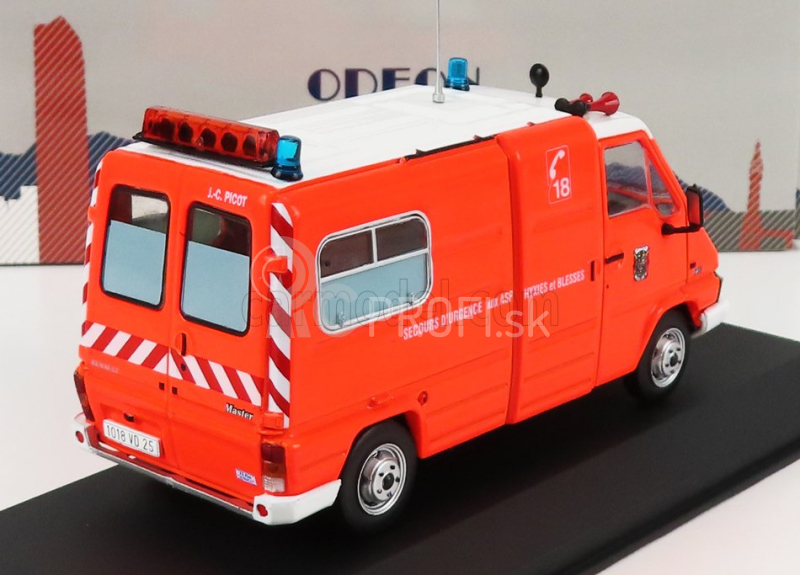 Odeon Renault Master T30 Van Vsab Picot Sdis 25 Sapeurs Pompiers 1981 1:43 oranžová fluo biela