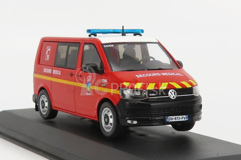 Odeon Volkswagen T6 Minibus Sapeurs Pompiers Sdis 06 Secours Medical 2015 1:43 červená biela