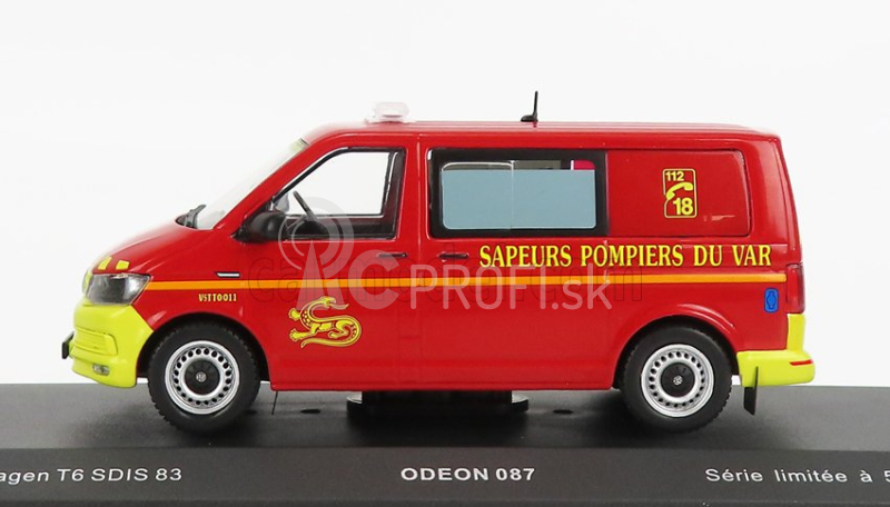 Odeon Volkswagen T6 Minibus Sapeurs Pompiers Sdis 83 2015 1:43 Červeno-žltá