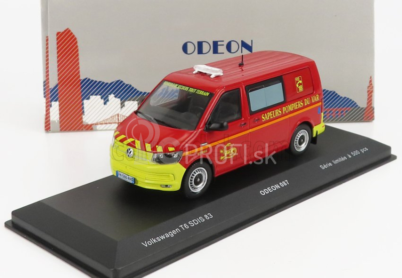 Odeon Volkswagen T6 Minibus Sapeurs Pompiers Sdis 83 2015 1:43 Červeno-žltá