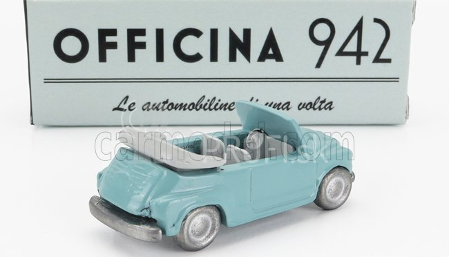 Officina-942 Fiat 600 Maggiolina Carrozzeria Francis Lombardi Cabriolet Open 1958 1:76 Svetlomodrá