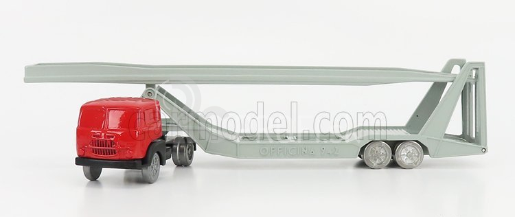 Officina-942 Fiat 682 T2 Truck Bisarca Car Transporter 1955 1:76 Červená strieborná