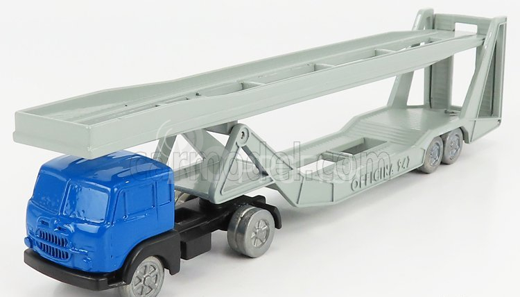 Officina-942 Fiat 682 T2 Truck Bisarca Car Transporter 1955 1:76 Modrá strieborná