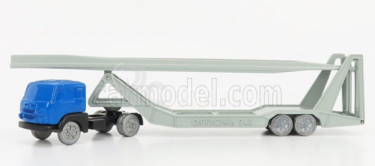 Officina-942 Fiat 682 T2 Truck Bisarca Car Transporter 1955 1:76 Modrá strieborná