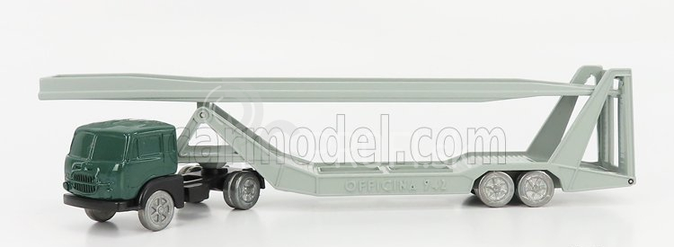 Officina-942 Fiat 682 T2 Truck Bisarca Car Transporter 1955 1:76 zelená strieborná