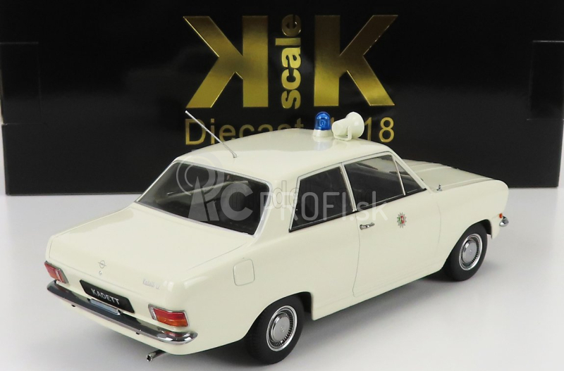 Opel Kadett B Police 1972 v mierke 1:18 biely