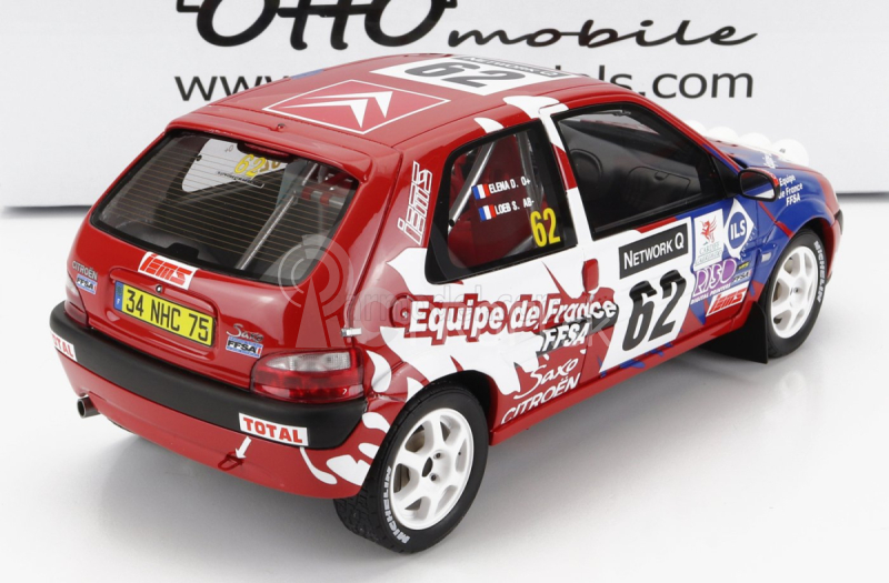 Otto-mobile Citroen Saxo Vts (nočná verzia) N 62 Rally Rac Lombard 2000 S.loeb - D.elena 1:18 Červená Biela Modrá