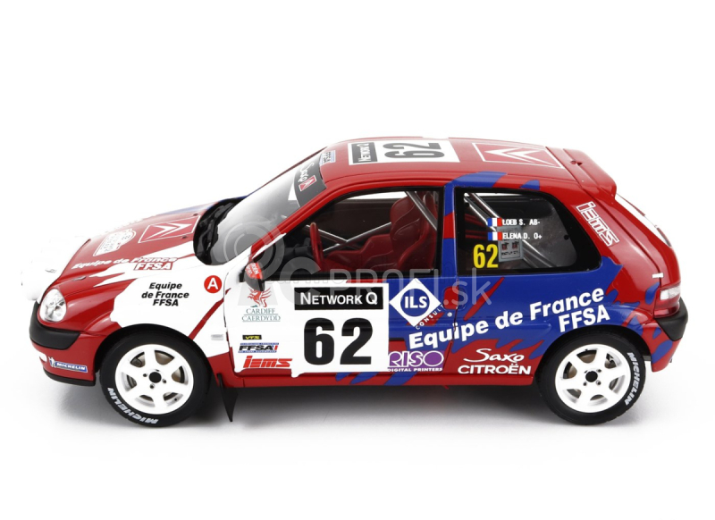 Otto-mobile Citroen Saxo Vts (nočná verzia) N 62 Rally Rac Lombard 2000 S.loeb - D.elena 1:18 Červená Biela Modrá