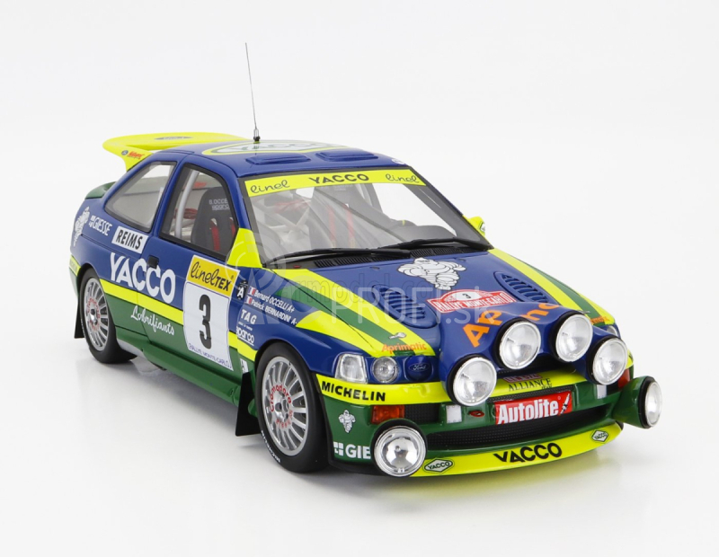 Otto-mobile Ford england Escort Rs Cosworth Team Alliance Yacco (nočná verzia) N 3 Winner Rally Montecarlo 1996 P.bernardini - B.occelli 1:18 Modrá Žltá