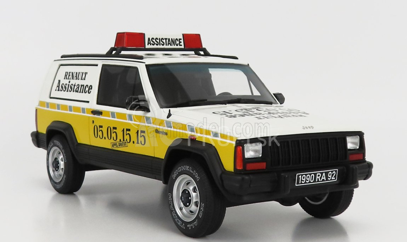 Otto-mobile Jeep Cherokee Reanult Assistance 1995 1:18 bielo žltá