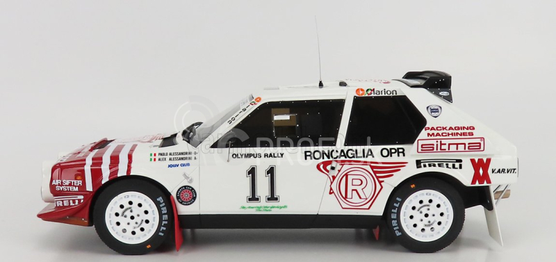 Otto-mobile Lancia Delta S4 Team Roncaglia Opr (nočná verzia) N 11 Rally Olympus 1986 P.alessandrini - A.alessandrini 1:18 Biela červená