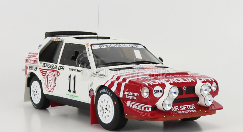 Otto-mobile Lancia Delta S4 Team Roncaglia Opr (nočná verzia) N 11 Rally Olympus 1986 P.alessandrini - A.alessandrini 1:18 Biela červená