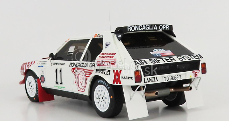 Otto-mobile Lancia Delta S4 Team Roncaglia Opr (nočná verzia) N 11 Rally Olympus 1986 P.alessandrini - A.alessandrini 1:18 Biela červená