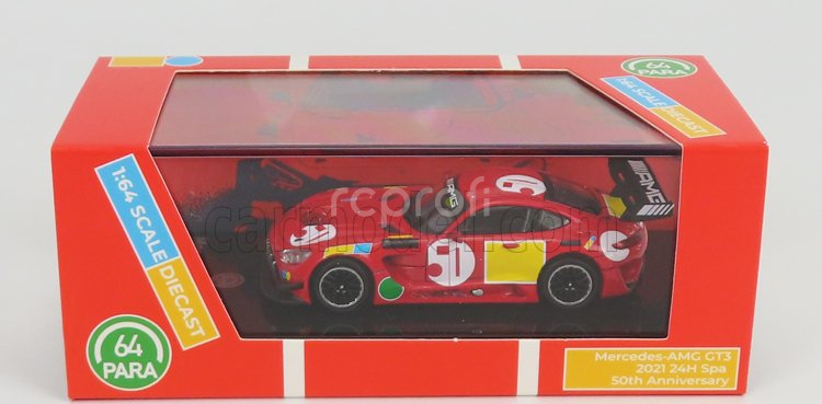 Paragon-models Mercedes Benz Amg Gt3 Evo N 50 - 50. výročie Red Pig Livery 2022 1:64 červená