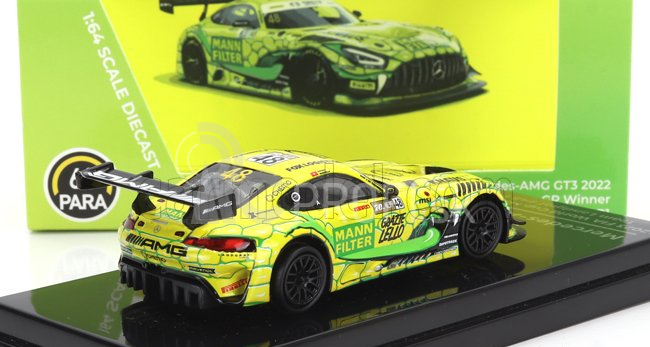 Paragon-models Mercedes benz Gt3 Amg Evo Team Landgraf Racing N 48 Víťaz Fia Gt Macau 2023 Raffaele Marciello 1:64 Žltozelená